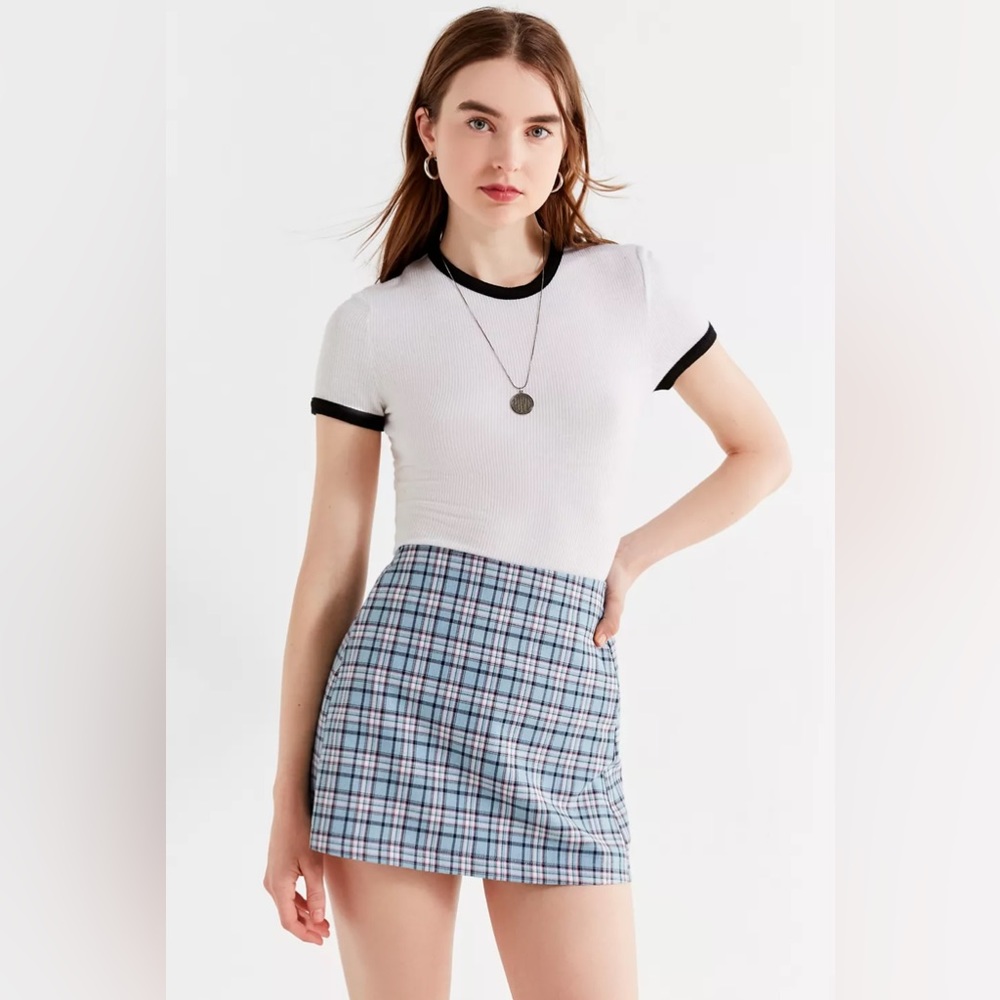 UO Urban Outfitters Blue & White Plaid Pelmet Mini Skirt Women’s Size Small